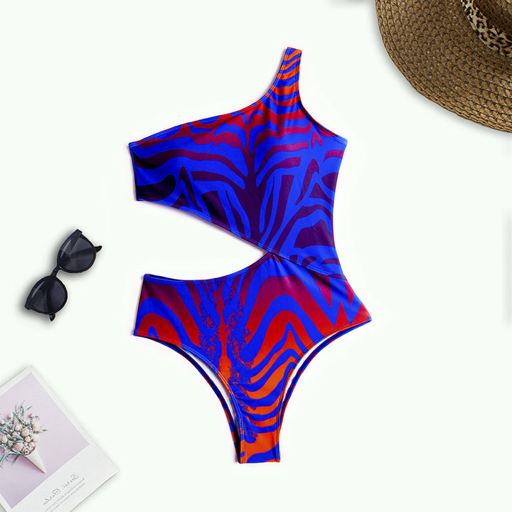 Damen asymmetrischer Cut-Out Badeanzug Drune