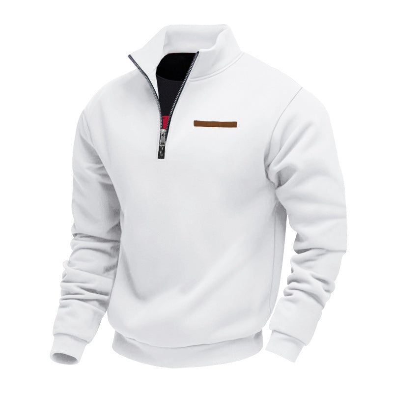 Herren nan Halbzip-Sweatshirt aus schwerem Fleece mit Stehkragen und verdeckter Brusttasche Drune