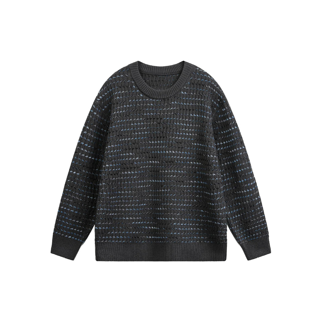 Damen Grobgestrickter Oversize-Pullover mit Rundhalsausschnitt und Strukturstreifen Drune