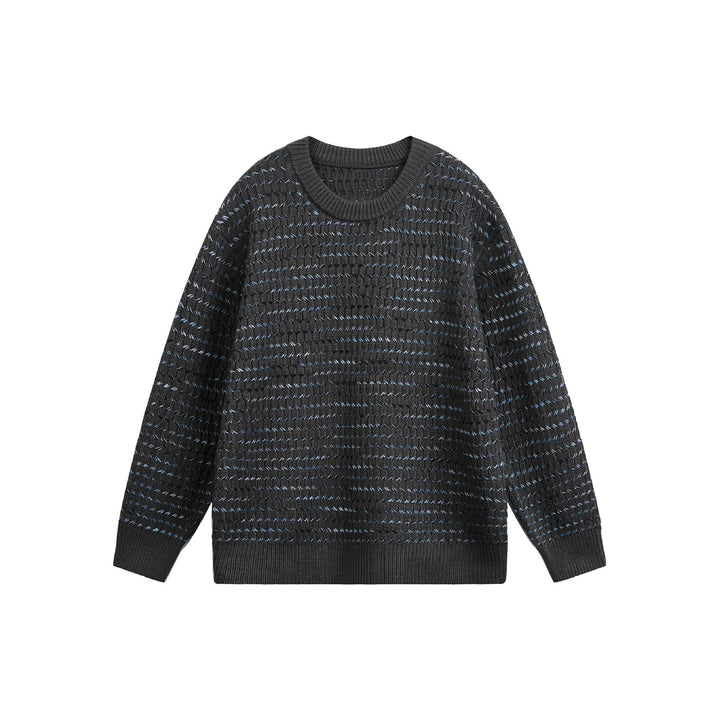 Damen Grobgestrickter Oversize-Pullover mit Rundhalsausschnitt und Strukturstreifen Drune