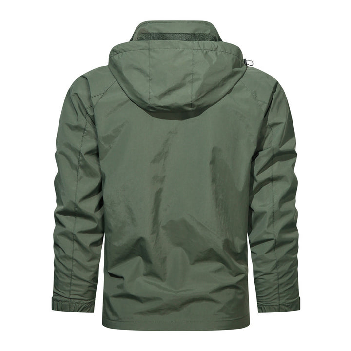Herren nan leichte winddichte Outdoorjacke mit Kapuze und taktischer Brusttasche Drune