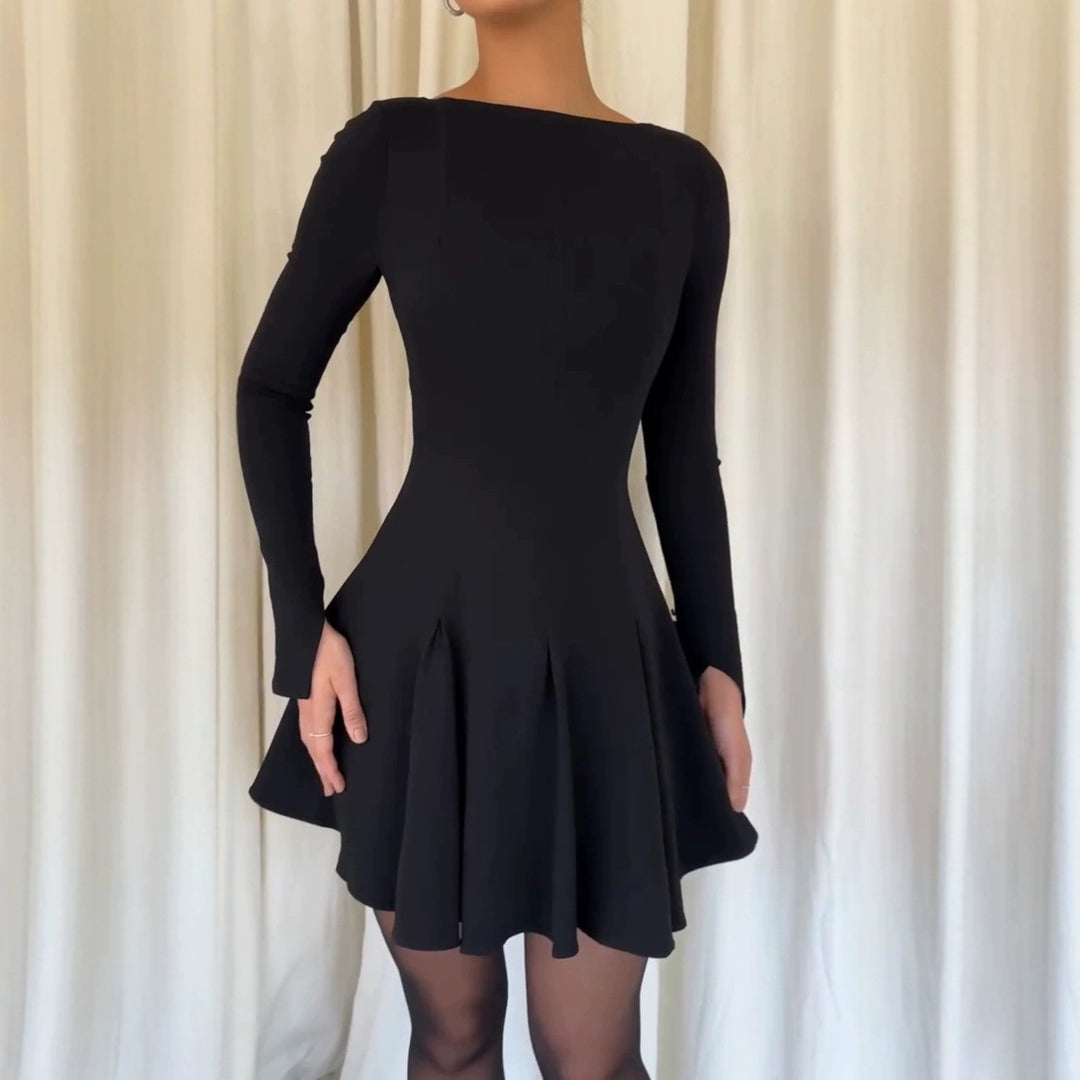 Damen Elegantes Minikleid mit ärmellosem Design und schwingendem Saum Drune