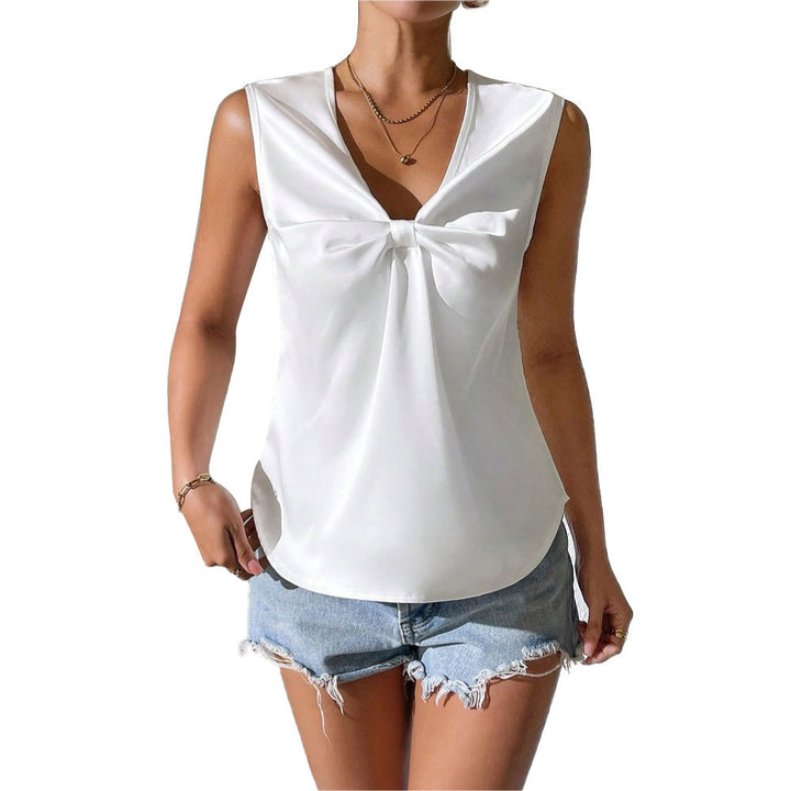 Damen Oberteil mit schickem Knoten-Detail und elegantem V-Ausschnitt Drune