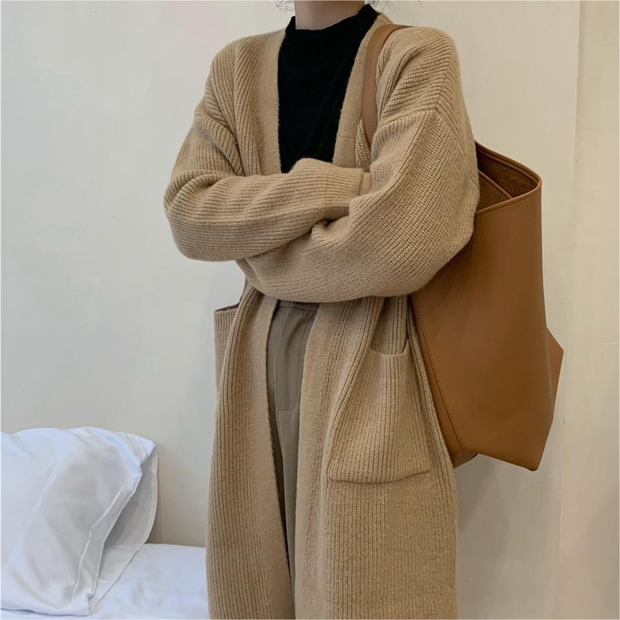 Damen Strickmantel mit offenen Fronten und großzügigen Taschen Drune