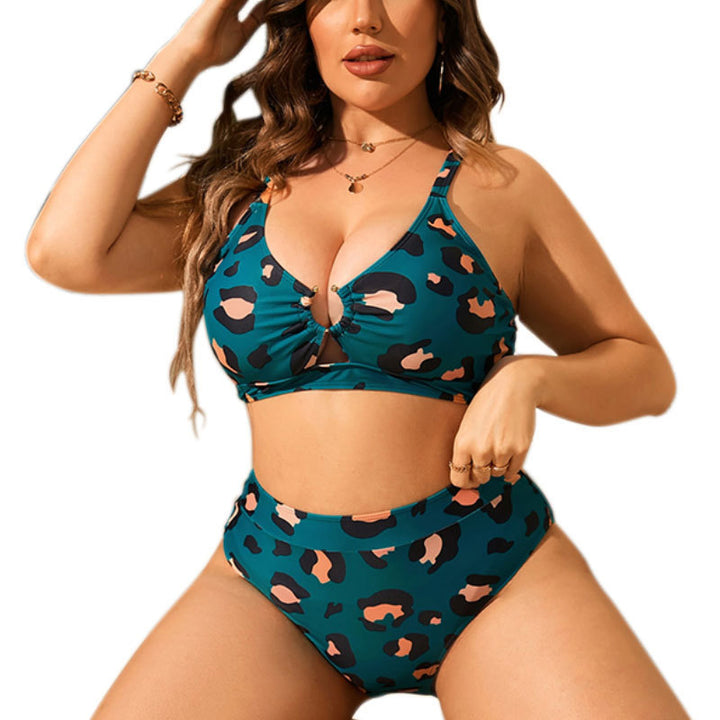 Damen Hochgeschnittener Bikini mit verspieltem Leo-Muster Drune