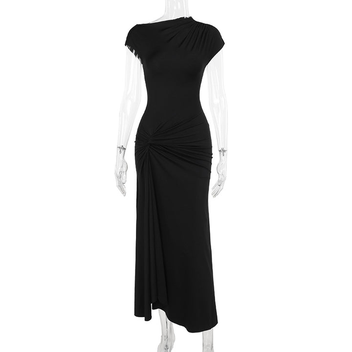 Damen Elegantes Langarm-Maxikleid mit hohem Schlitz Drune
