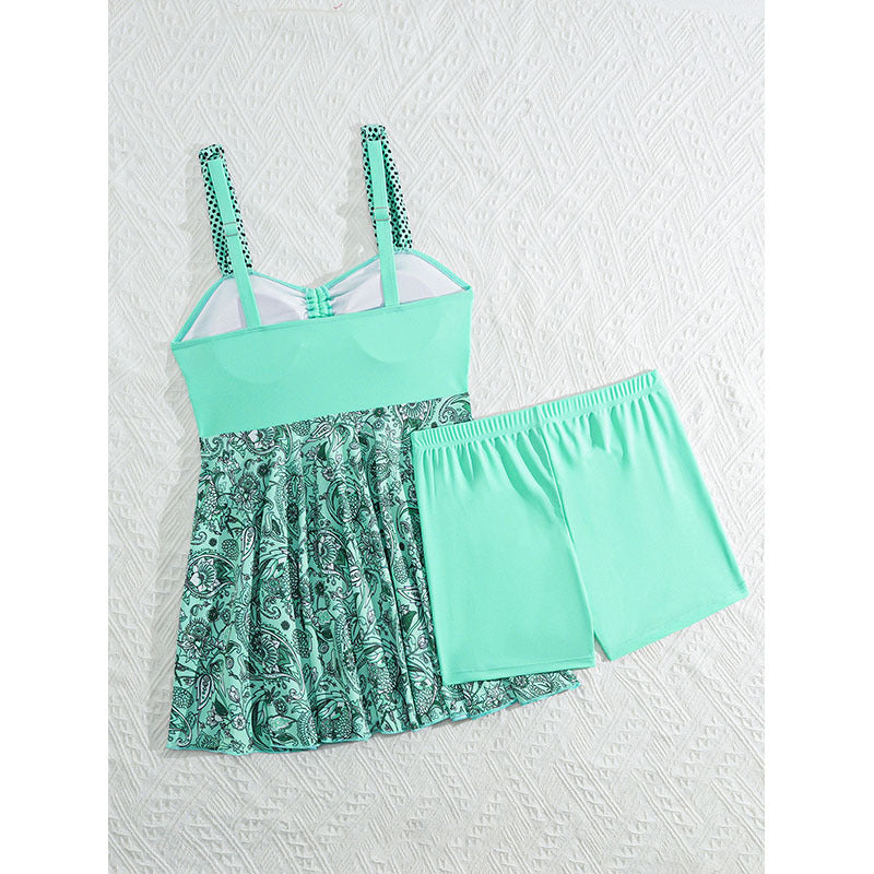 Damen Tankini mit floralem Rock und gepolstertem Oberteil Drune