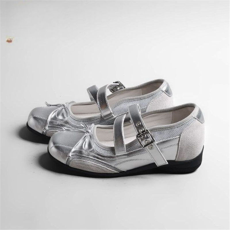 Damen Bequeme Mary-Jane-Ballerinas mit verstellbarem Schnallenriemen und rutschfester Gummisohle Drune
