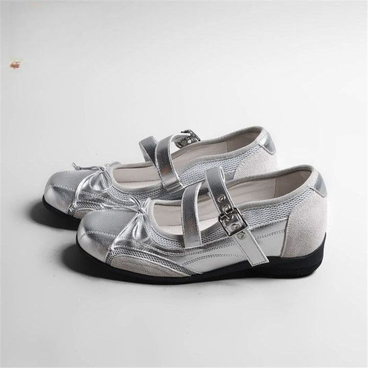 Damen Bequeme Mary-Jane-Ballerinas mit verstellbarem Schnallenriemen und rutschfester Gummisohle Drune