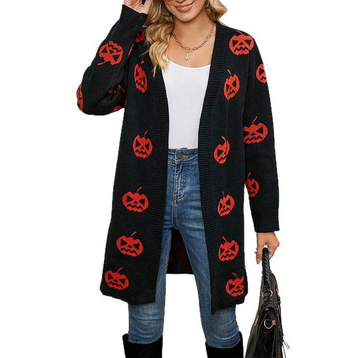 Damen Strick-Cardigan mit kreativem Halloween-Motiv Drune
