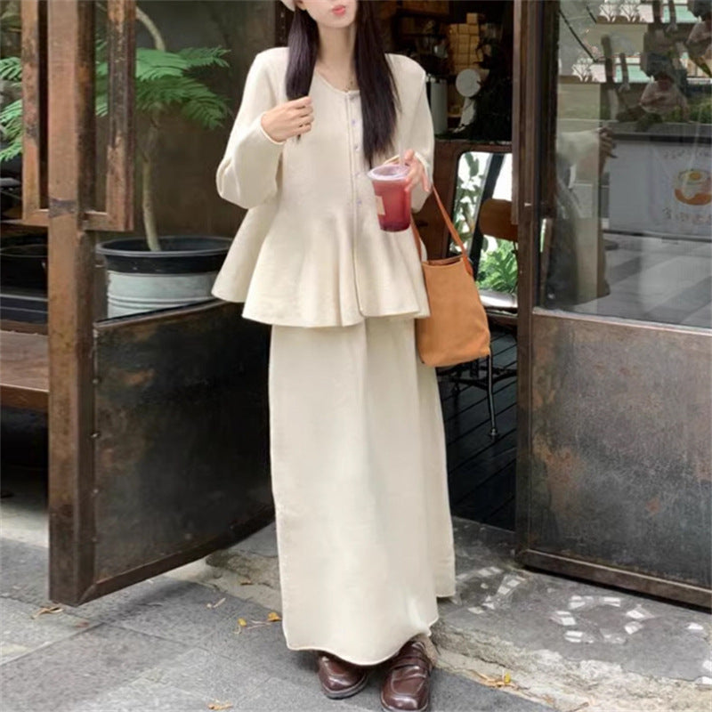 Damen schickes Zweiteiliges Strickensemble mit weich fließendem Design Drune