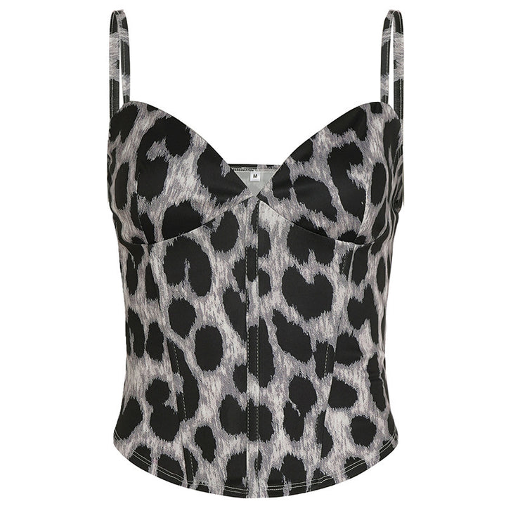 Damen figurbetontes Oberteil mit Leopardenmuster Drune