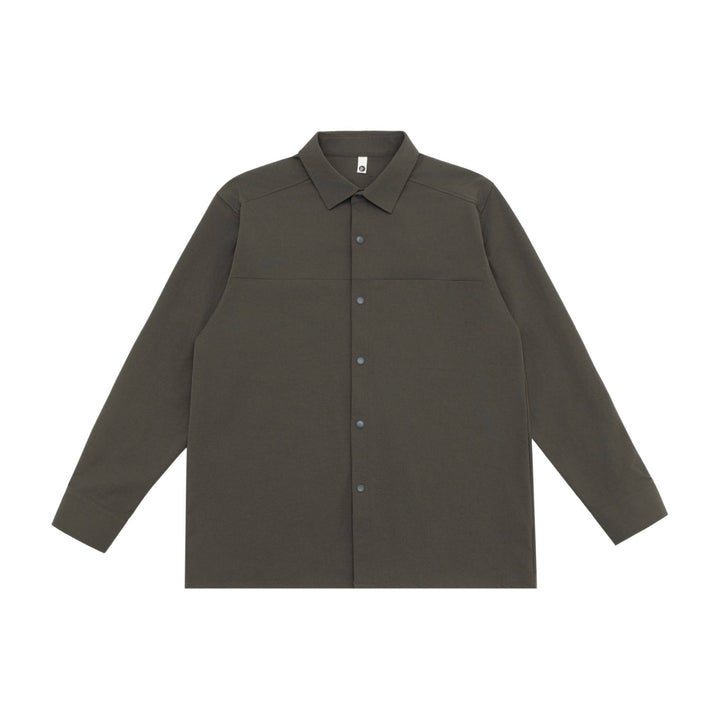 Unisex Longline-Hemdjacke im Boxy-Schnitt aus schwerer Sweatqualität mit verdeckter Druckknopfleiste Drune