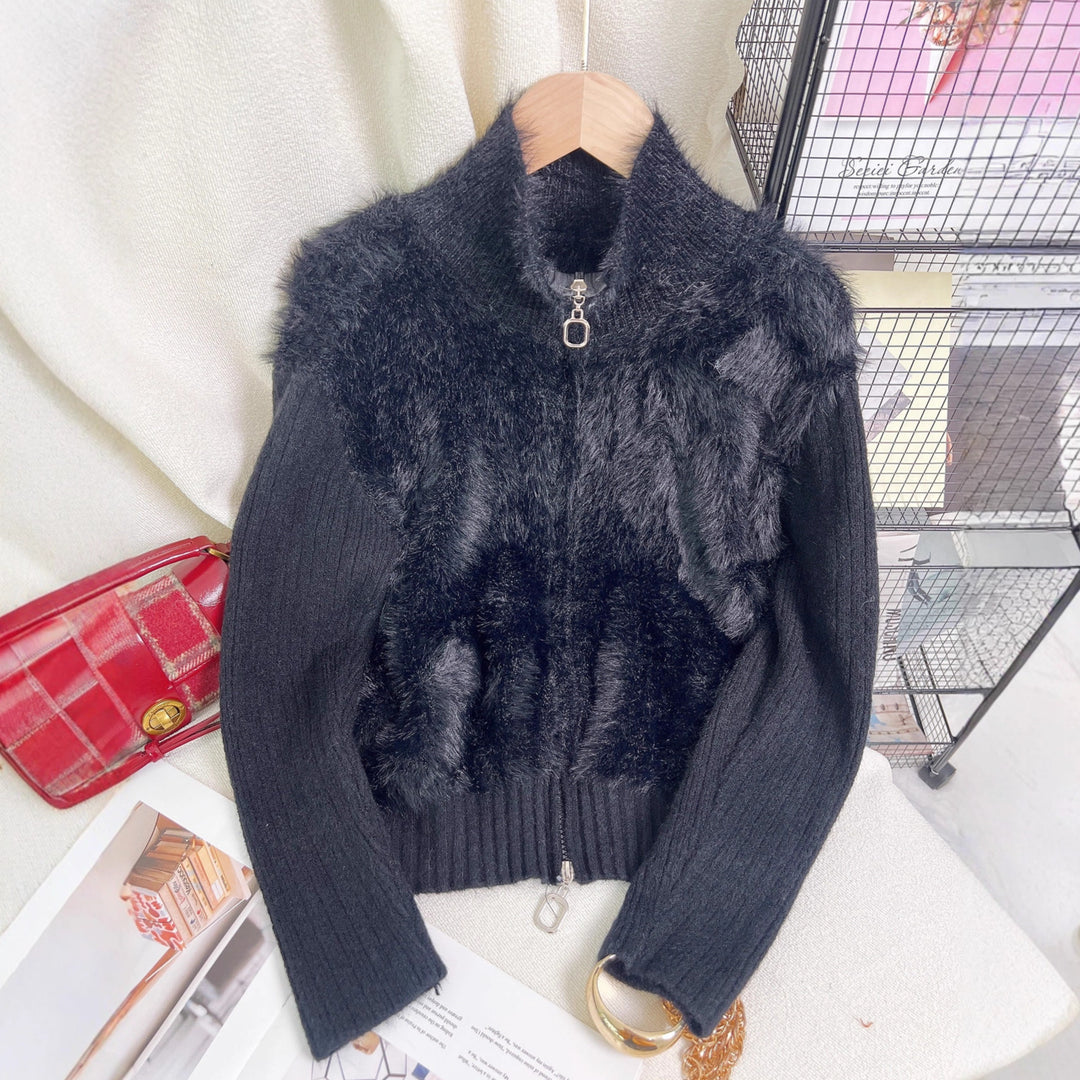Damen Wärmeisolierende Strickpullover mit hohem Kragen und luxuriösem Fleeceeinsatz Drune