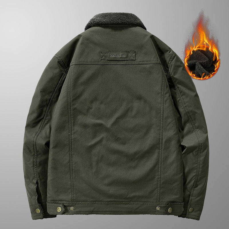 Herren Thermo-Canvasjacke mit vollem Teddyfutter und Utility-Brusttasche Drune
