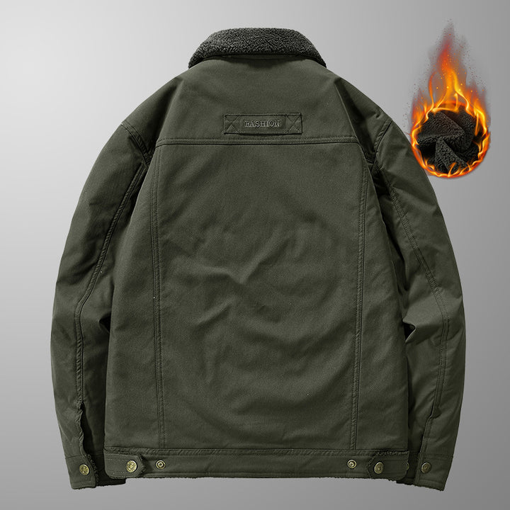 Herren Thermo-Canvasjacke mit vollem Teddyfutter und Utility-Brusttasche Drune