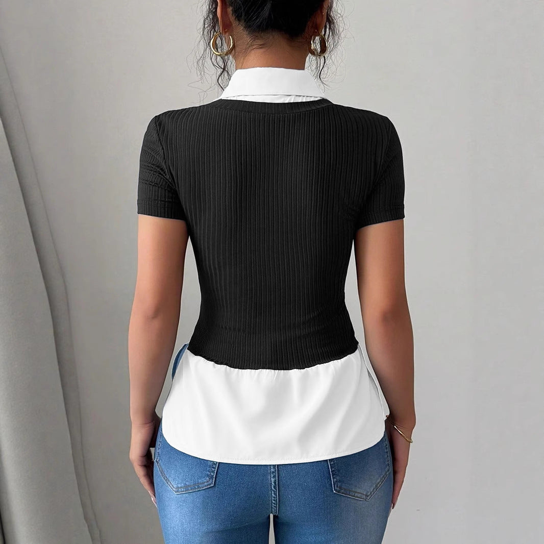 Damen Elegantes Oberteil mit fließendem Saum Drune