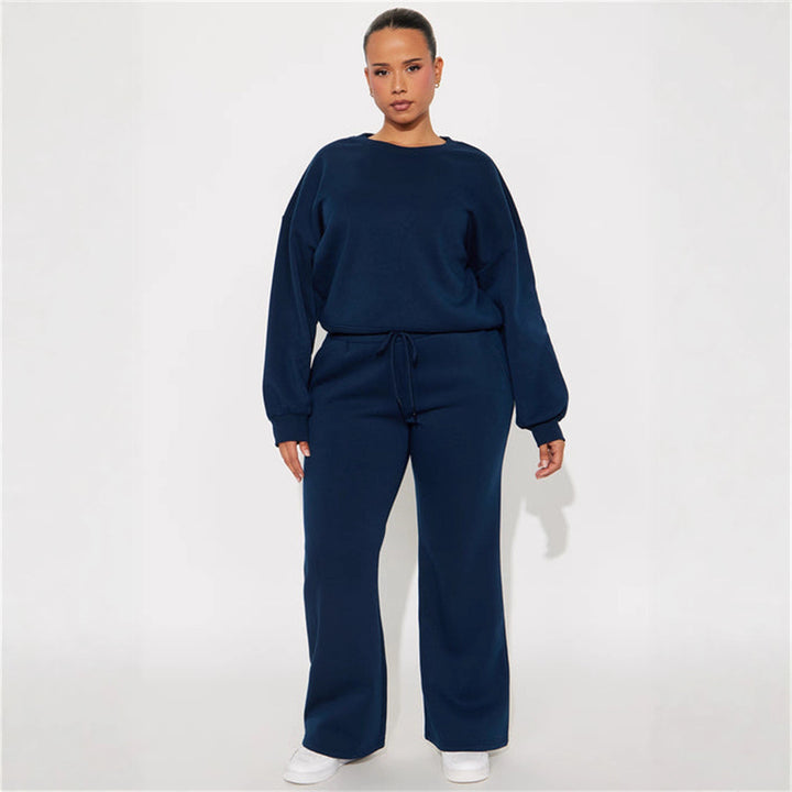 Damen cropped Sweatshirt mit überschnittenen Schultern und breitem Saum Drune
