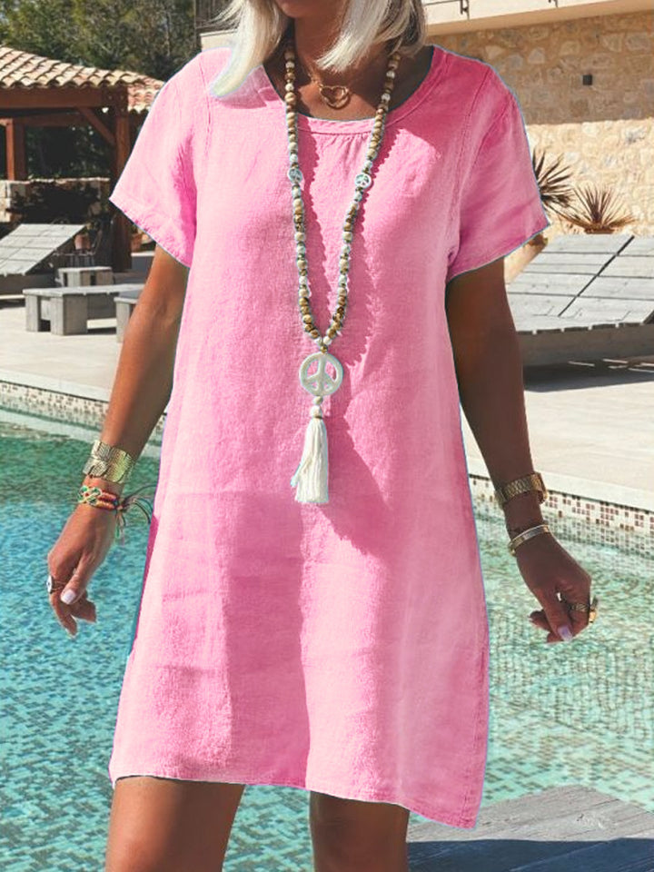 Damen Leichtes Strandkleid aus atmungsaktivem Leinen Drune