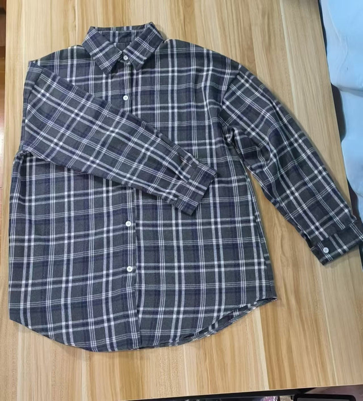 Damen lässige Karobluse aus weicher Baumwolle mit Knopfdetails Drune