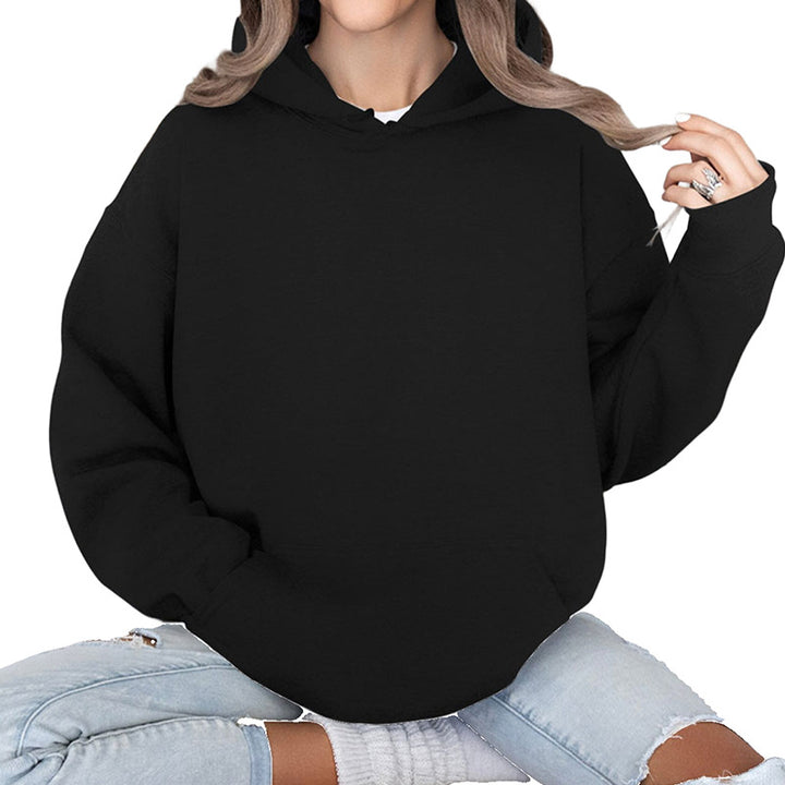 Damen Oversize-Kapuzenpullover im Cozy-Stil mit Kängurutasche und gerundetem Saum Drune
