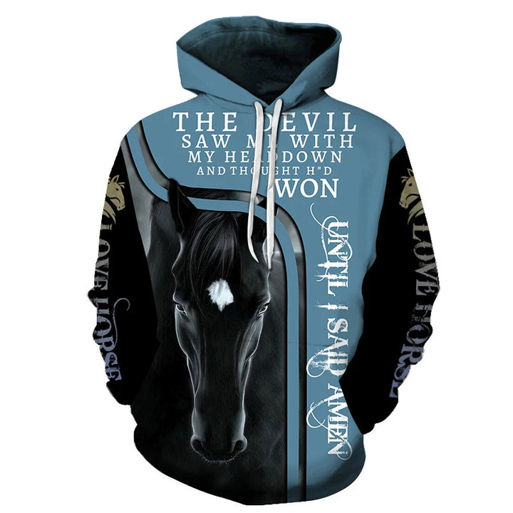 Unisex Kapuzenpullover mit kreativem Wolfsmotiv Drune