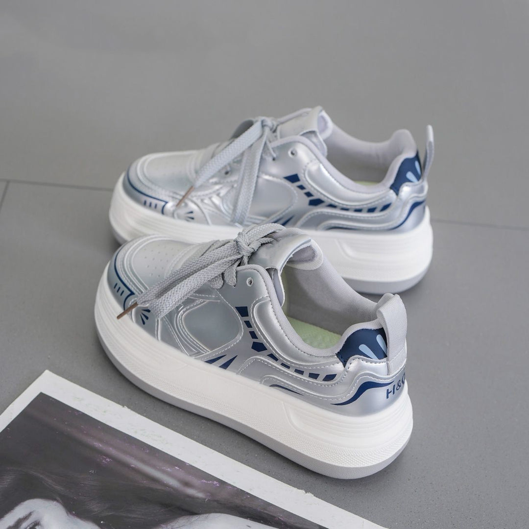 Damen Moderne Plateau-Sneaker mit metallic-Optik und dämpfender EVA-Zwischensohle Drune