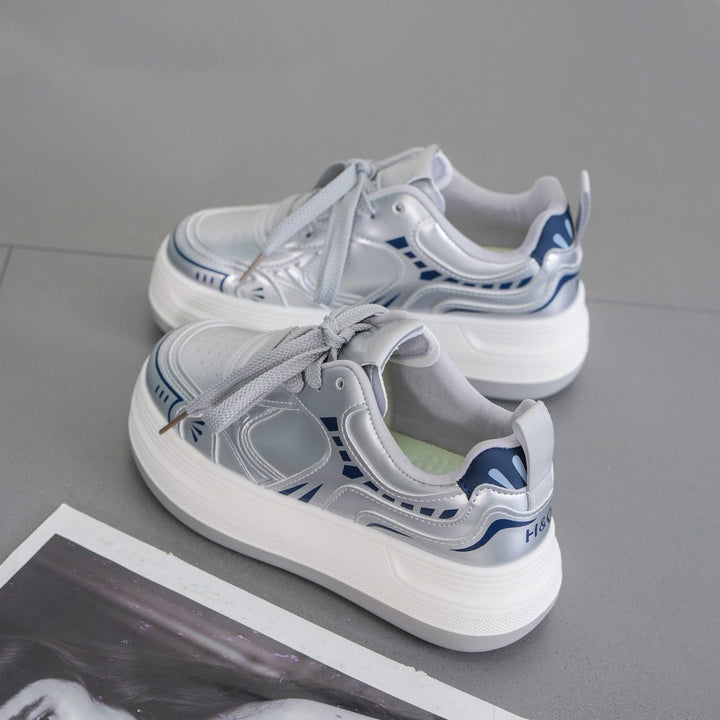 Damen Moderne Plateau-Sneaker mit metallic-Optik und dämpfender EVA-Zwischensohle Drune
