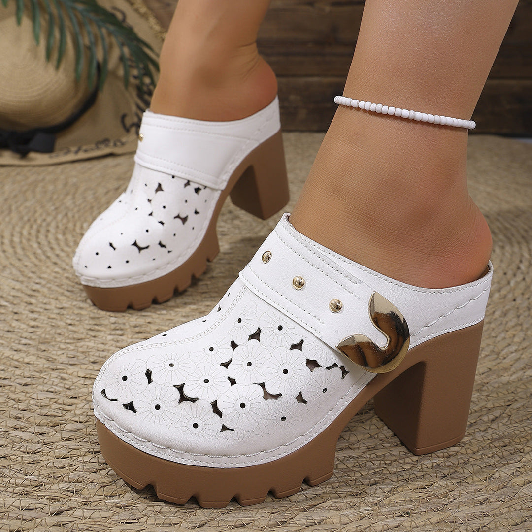 Damen Komfortable Clogs mit floraler Lochmusterung Drune
