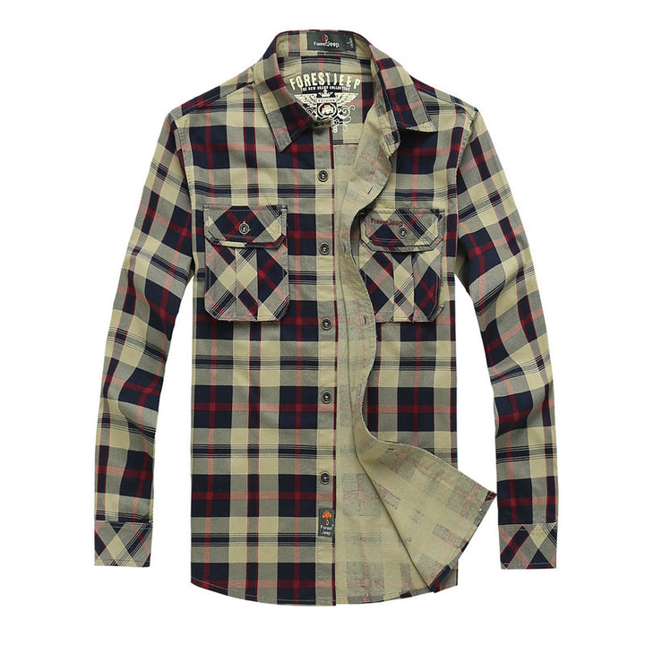 Herren Kariertes Overshirt im Workwear Stil mit aufgesetzten Brusttaschen Drune