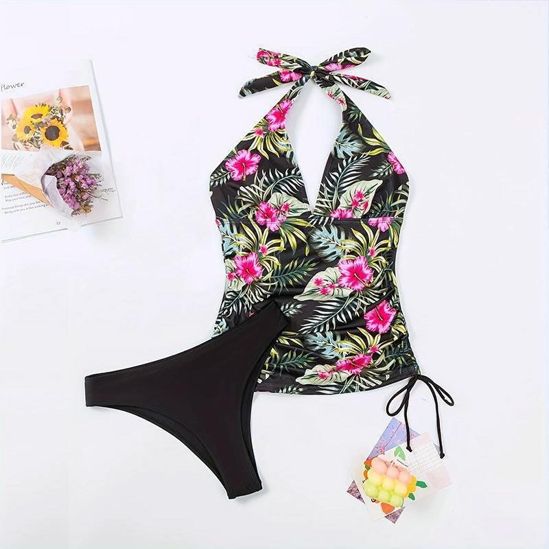 Damen Tankini-Set mit floralem Design und verstellbarem Halterneck Drune