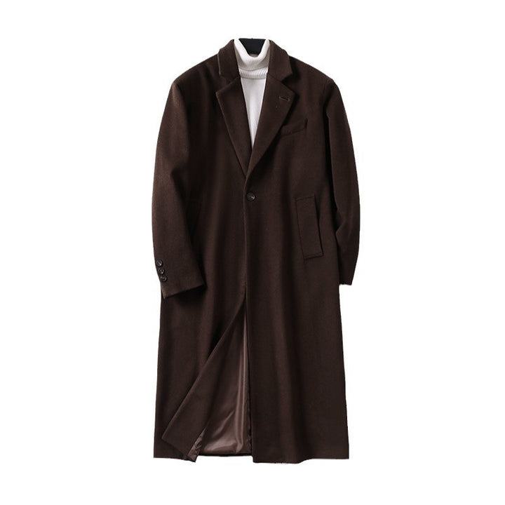 Herren Eleganter Longcoat aus Wollmix mit schmaler Silhouette und Ein-Knopf‑Verschluss Drune
