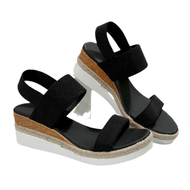 Damen Plateau-Sandalen mit dualem Riemen und entspannter Jute-Optik Drune