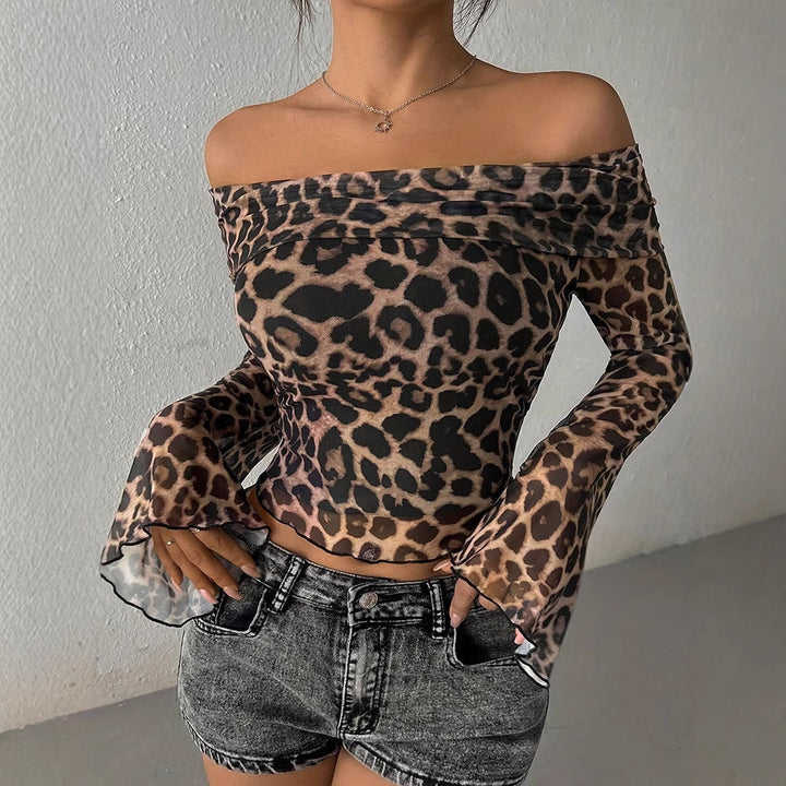 Damen Off-Shoulder Bluse mit weit ausgestellten Ärmeln Drune