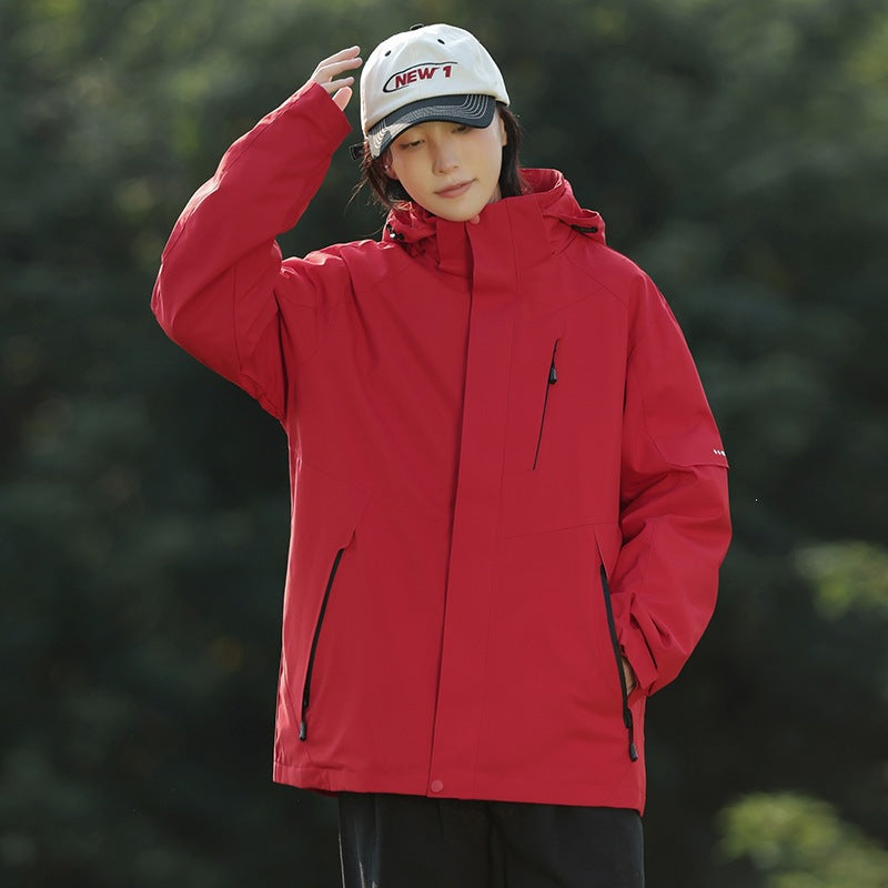 Herren Zweifarbige Wind- und Wasserabweisende Softshelljacke mit Kapuze Drune