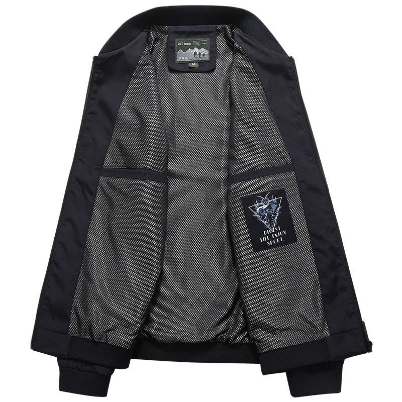 Herren Leichter Urbaner Windbreaker-Blouson mit Mesh-Innenfutter, Stick-Patches und Reißverschlusstaschen Drune
