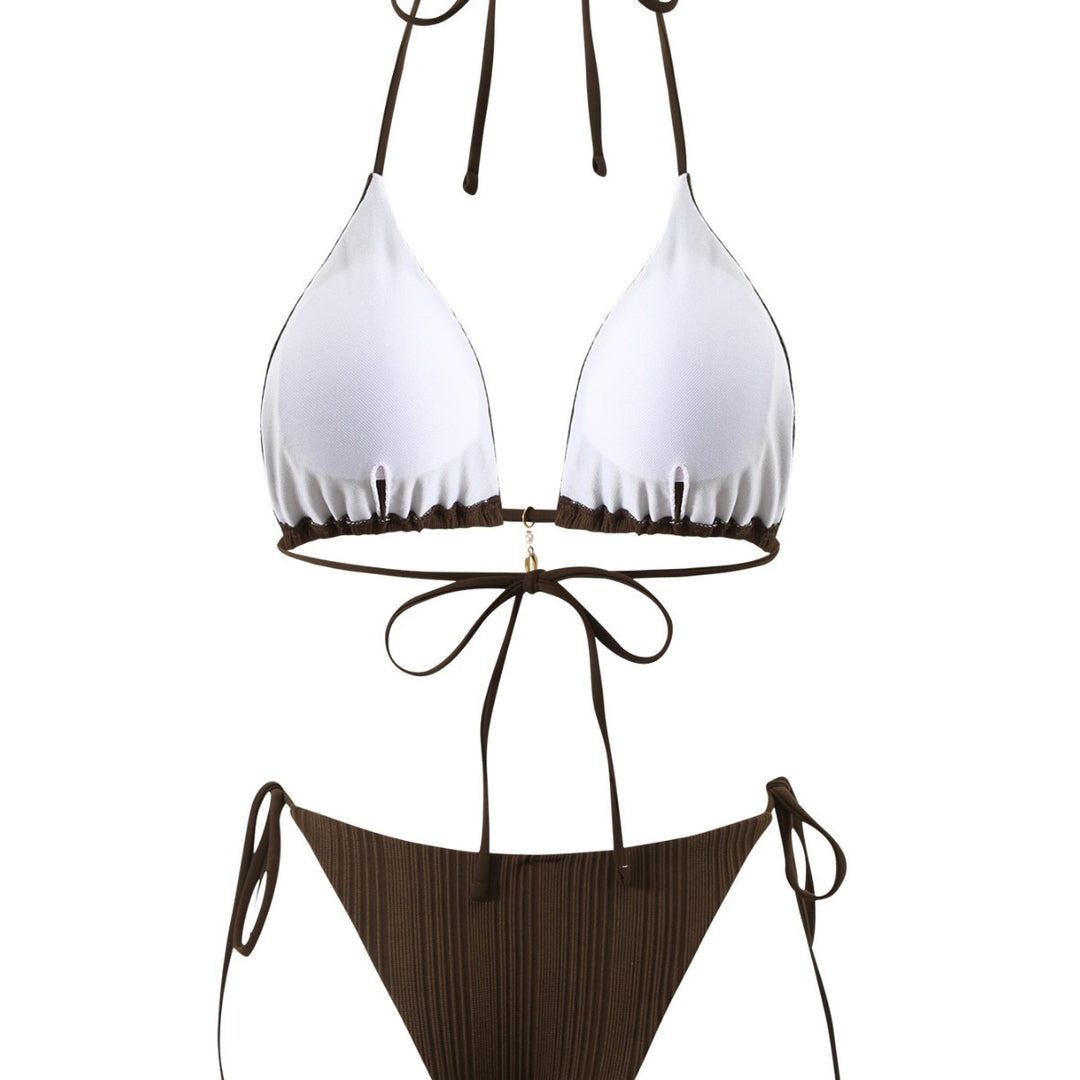 Damen Triangel-Bikini mit raffiniertem Ripp-Design und elastischen Schnürungen Drune