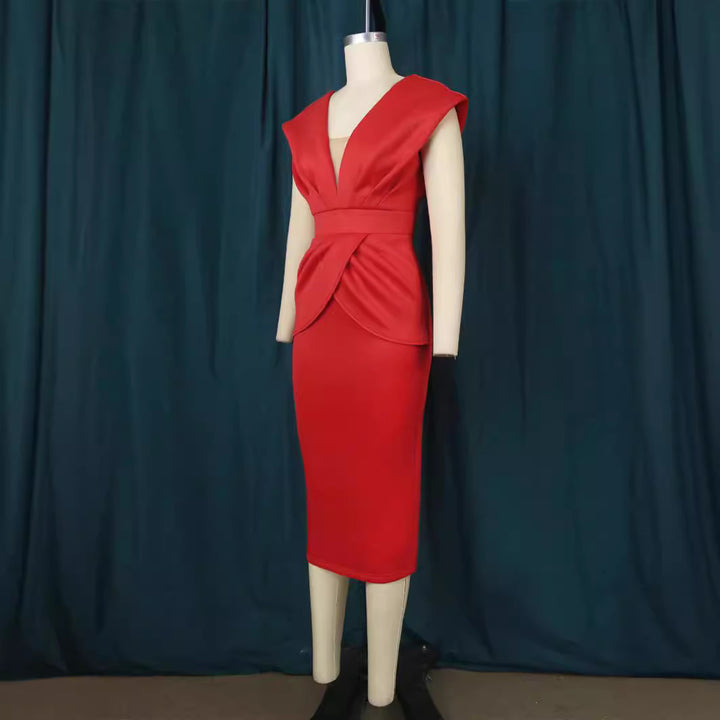 Damen Midi-Dress mit elegantem Drapierungsdesign Drune