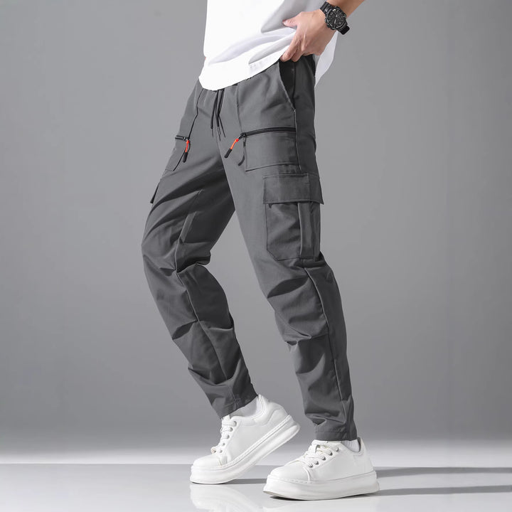 Herren Utility-Cargohose mit Reißverschlusstaschen, Tunnelzugbund & vorgeformten Kniepartien Drune