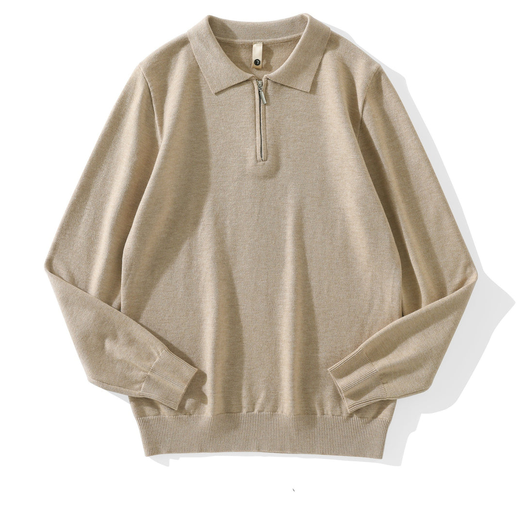 Herren Moderner Pullover mit Stehkragen und Reißverschluss Drune