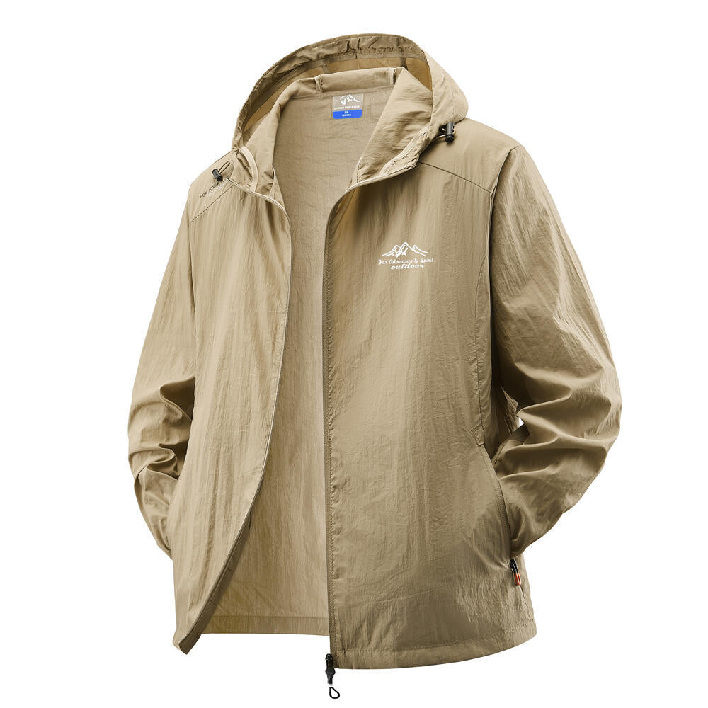 Herren Leichte Windbreaker-Jacke mit verstellbarer Kapuze