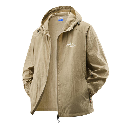 Herren Leichte Windbreaker-Jacke mit verstellbarer Kapuze