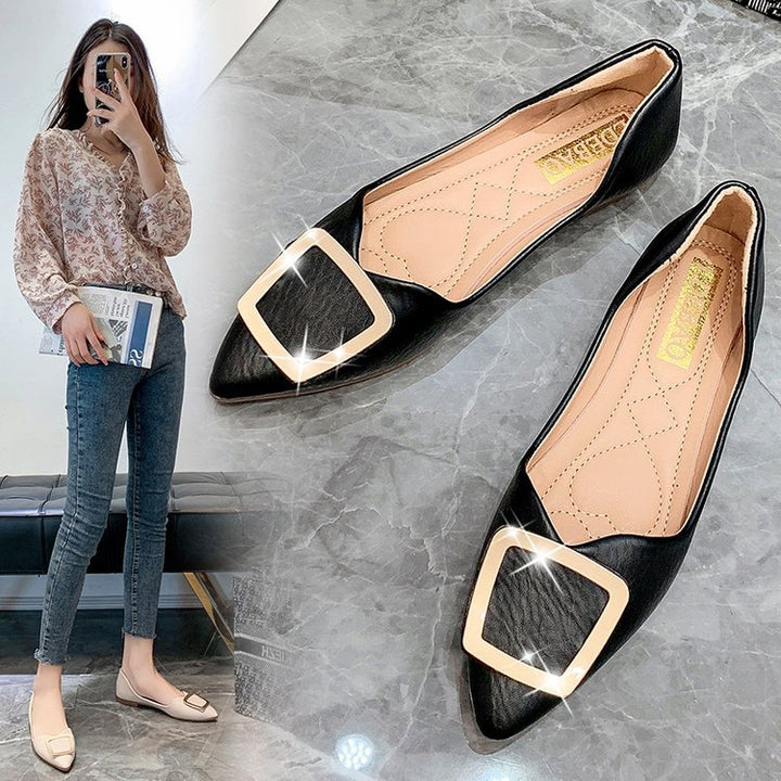 Damen elegante Ballerinas mit modischem Schnallen-Detail Drune