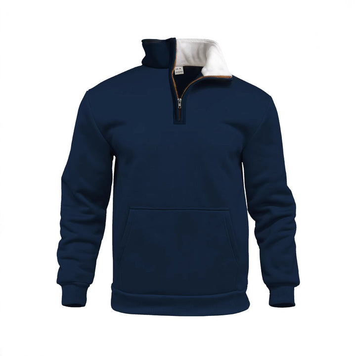Herren sportlicher Kapuzenpullover mit halbem Reißverschluss und praktischer Kängurutasche Drune