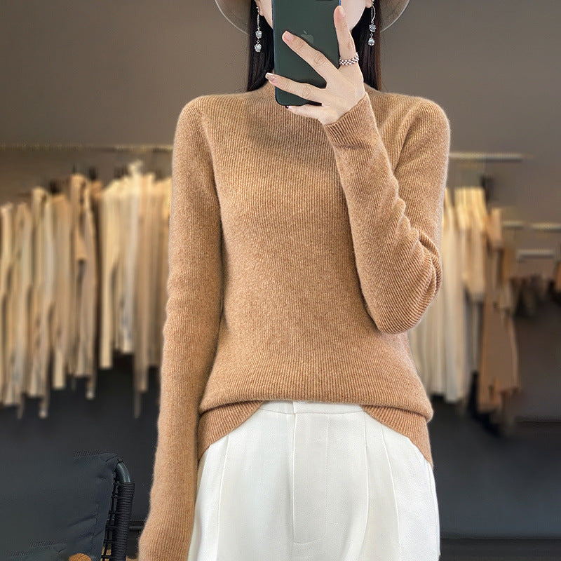 Damen Premium-Feinstrick-Mockneckpullover mit extra langen Ärmelabschlüssen und feiner Rippenstruktur Drune