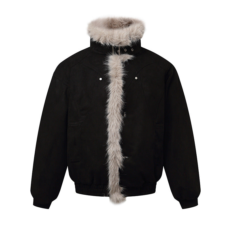 Herren Bomberjacke im Aviator‑Look mit Kunstfellbesatz und Schnallenkragen Drune