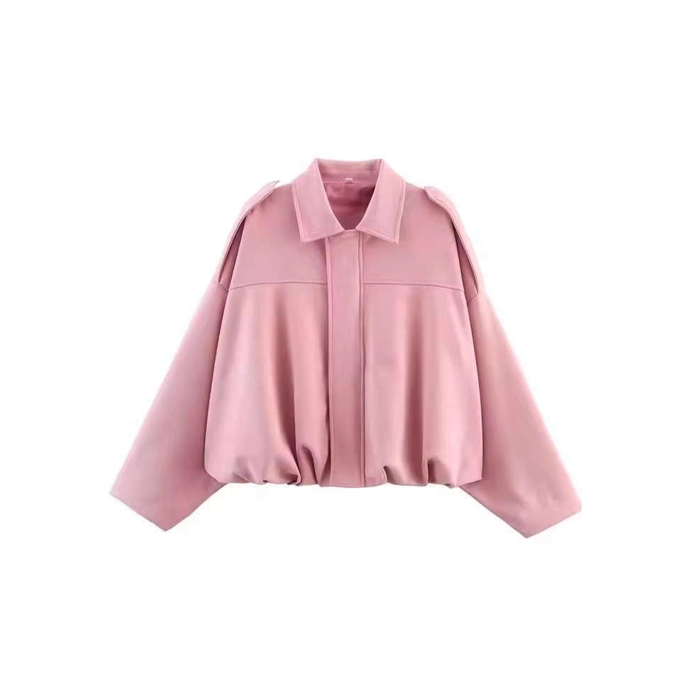 Damen Kurzjacke im Oversize‑Schnitt mit Ballon Saum und Schulterklappen Drune