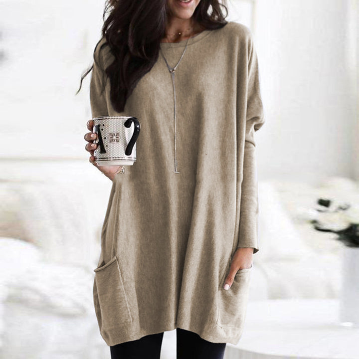 Damen nan oversized Longshirt mit Kontrastblock und aufgesetzten Taschen Drune