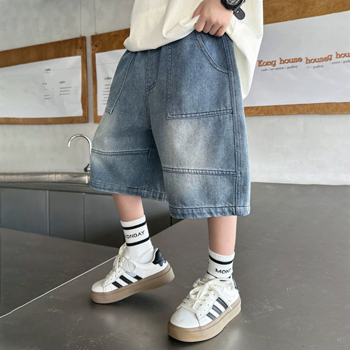 Jungen lässige Cargo-Shorts aus strapazierfähigem Denim Drune