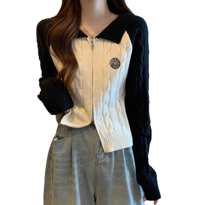 Damen Stilvolle Strickjacke mit Reißverschluss Drune